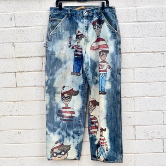 Levi's Other - Where's Waldo Pants Handpainted Jeans Levi's Dyed